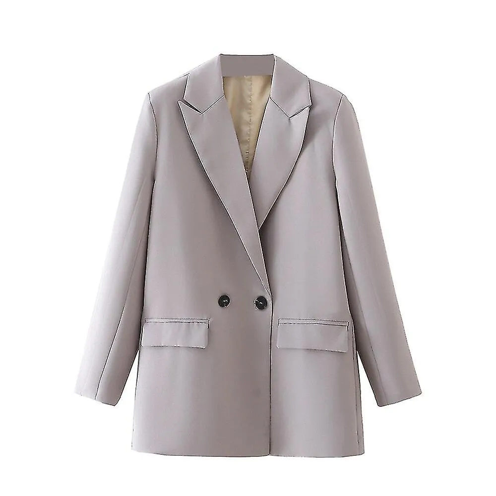 2022 Mujeres Blazer de doble pecho Office Lady Loose Classic Coat Suit Jacket Female Chic Outwear Outfits Veste Femme