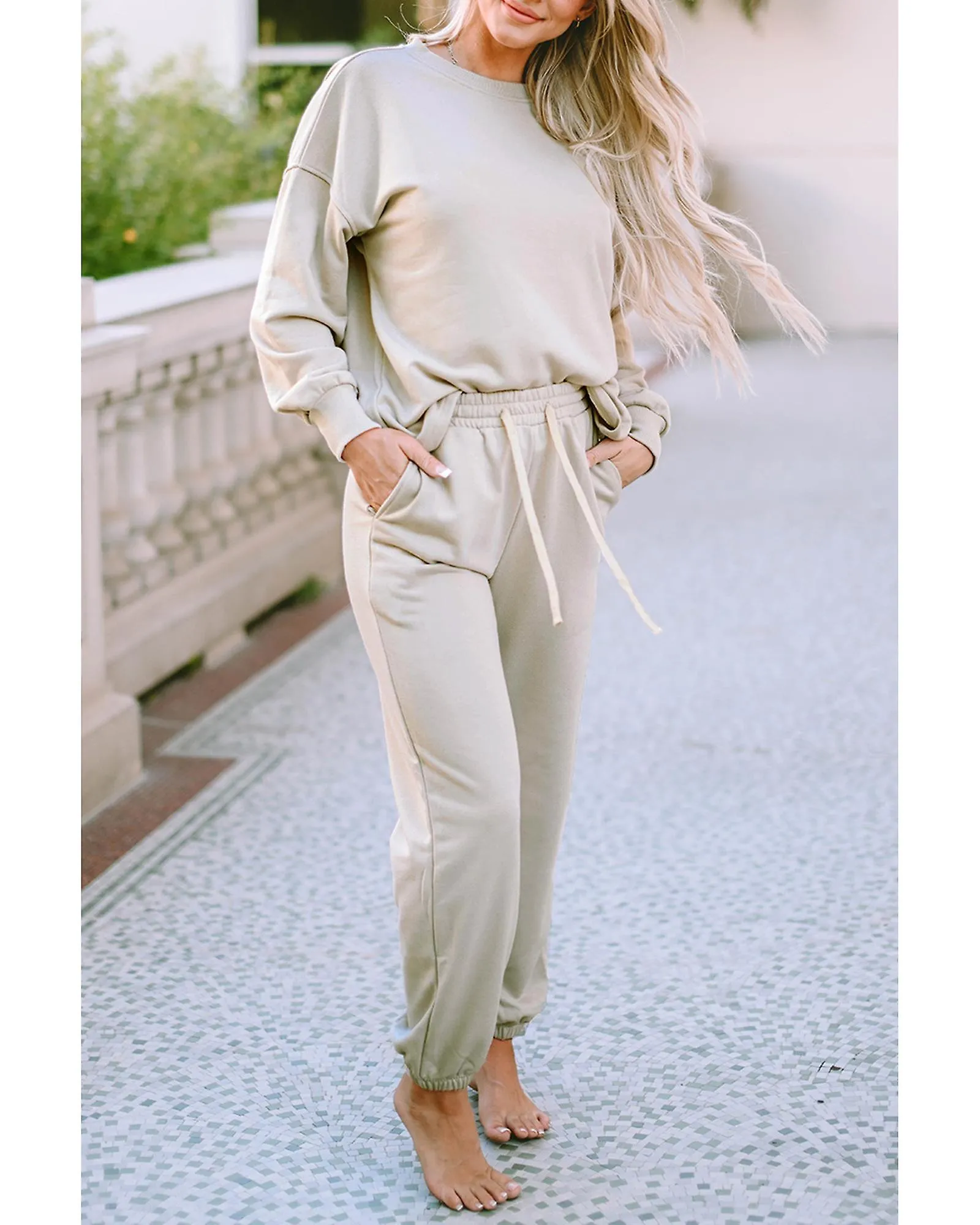 Azura Exchange  Long Sleeve Top and Drawstring Pants Lounge Outfit