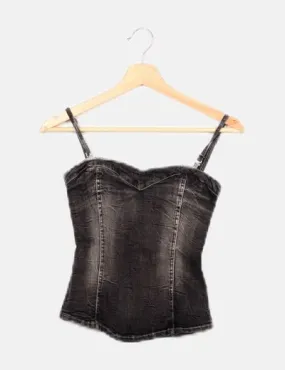 Bershka Corset denim negro