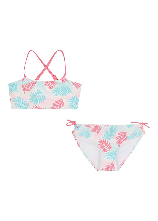 Bikini para niñas (conjunto de 2 piezas) Turquesa-rosa estampado