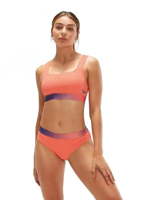 Bikini Speedo Textured Deep U-Back - Coral / Azul - Mujer