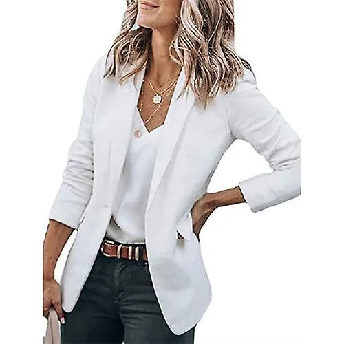 Blazer Women White X Temperament Slim Spring Autumn New Fashion Slim Chic Long Sleeve Solid Suit Collar Coats Feminina