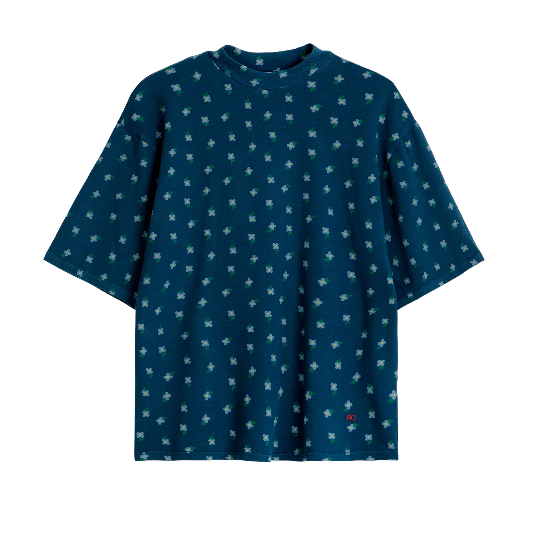 BOBO CHOSES Camiseta de cuello redondo con estampado floral de algodón. en azul
