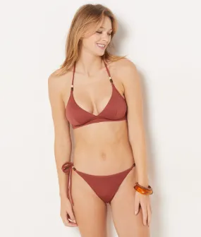 Braguita bikini tiras laterales, suave relieve IDYLLIQUE MARRON - ETAM