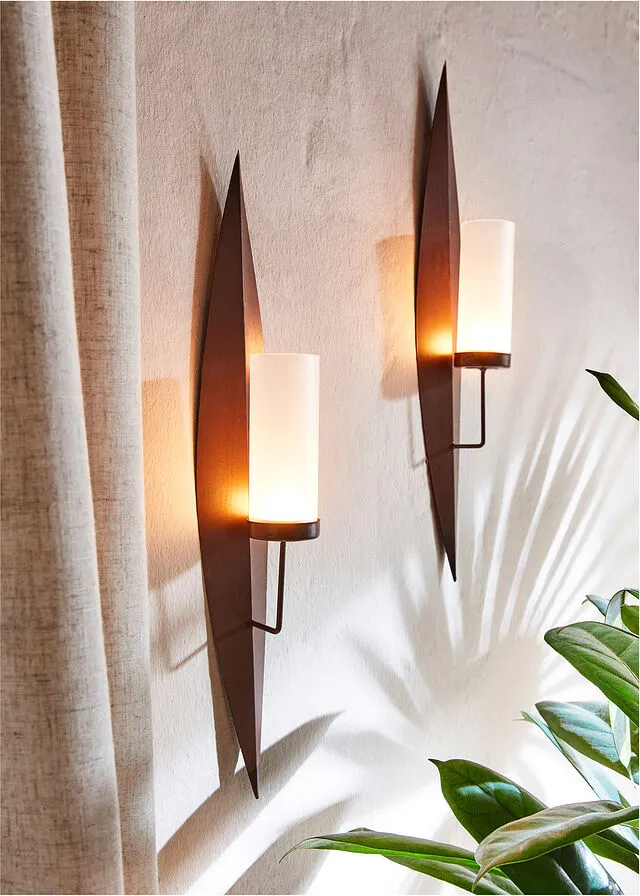 Candelabro de pared (2 unidades) marrón