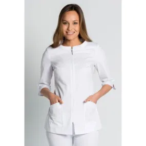 Chaqueta entallada, escote barco y cremallera manga