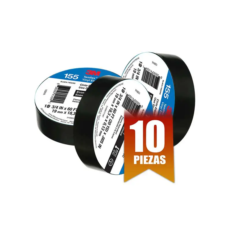 Cintas de Aislar PVC 3M TEMFLEX 155 USO GENERAL 10PZAS