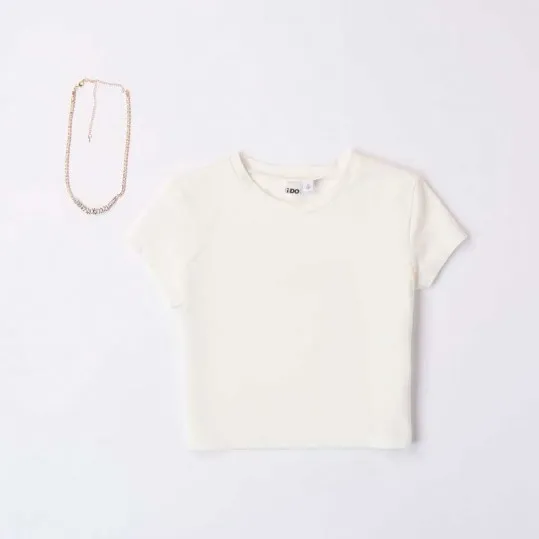 Conjunto niña iDO camiseta con collar y pantalón plisado