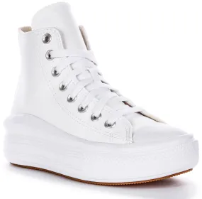 Converse CT AS Move Platform Hi Top Zapatillas De Cuero Para Mujer En Blanco