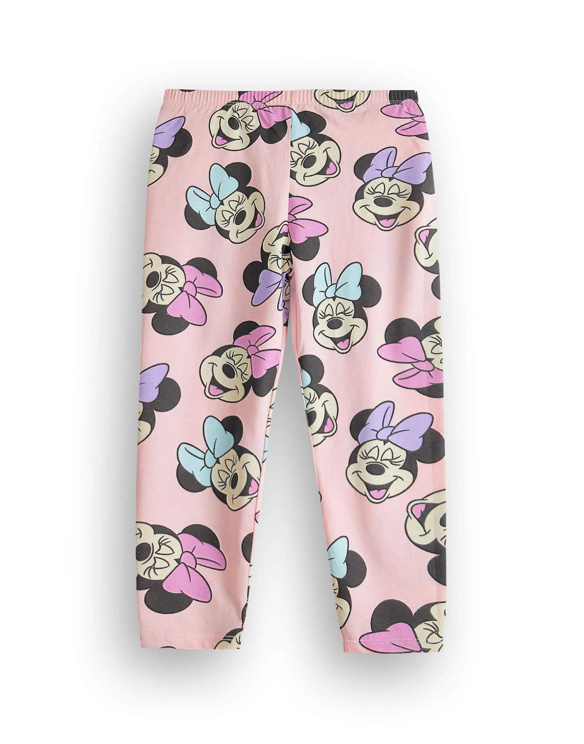 Disney Girls Long Sleeve Long Leg Pyjama Set Pink Minnie All Over Print