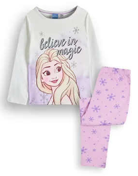 Disney Girls Long Sleeve Long Leg Pyjama Set Purple Believe In Magic