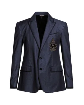 Dolce & Gabbana Denim Effect Cotton and Silk Blazer