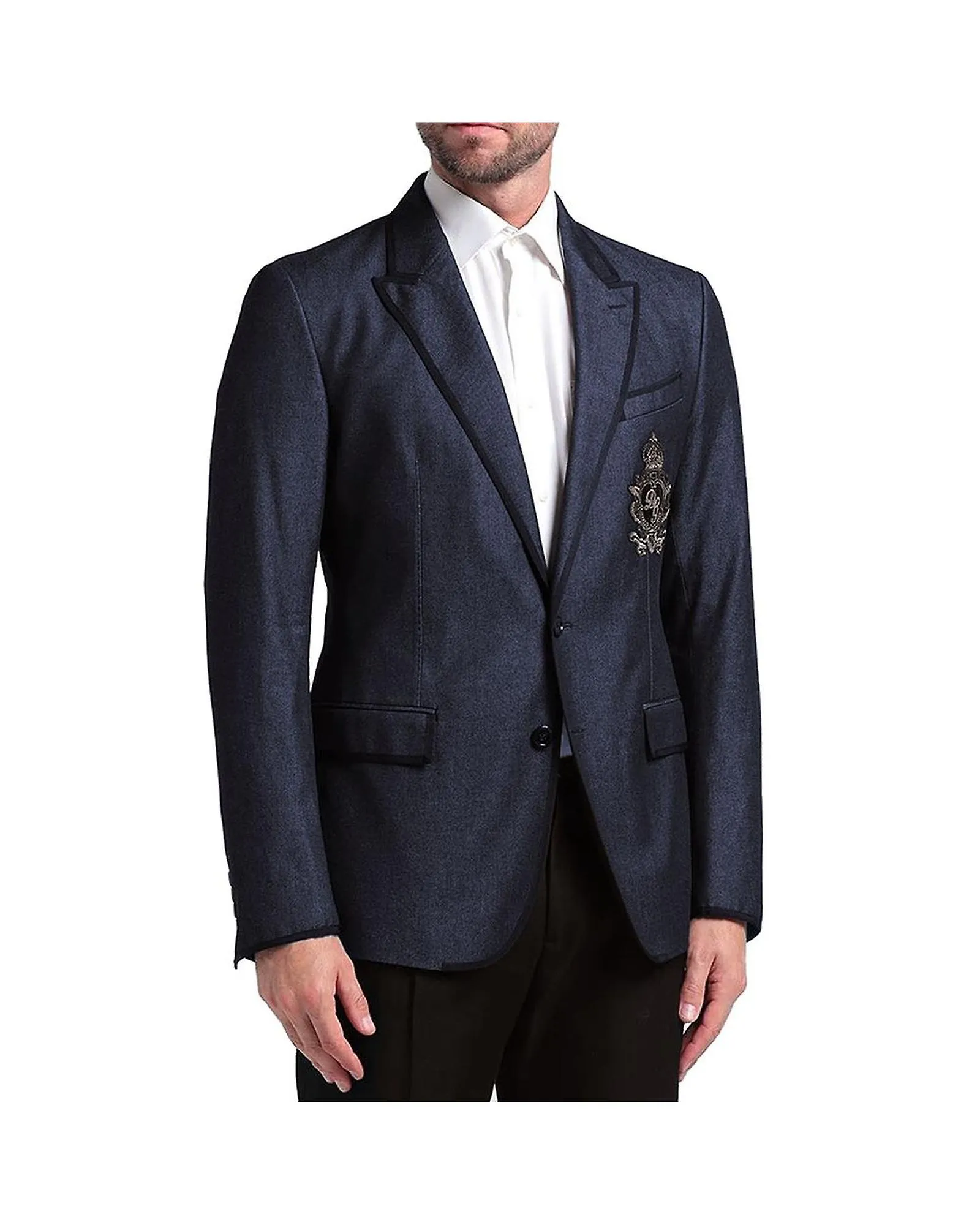 Dolce & Gabbana Denim Effect Cotton and Silk Blazer