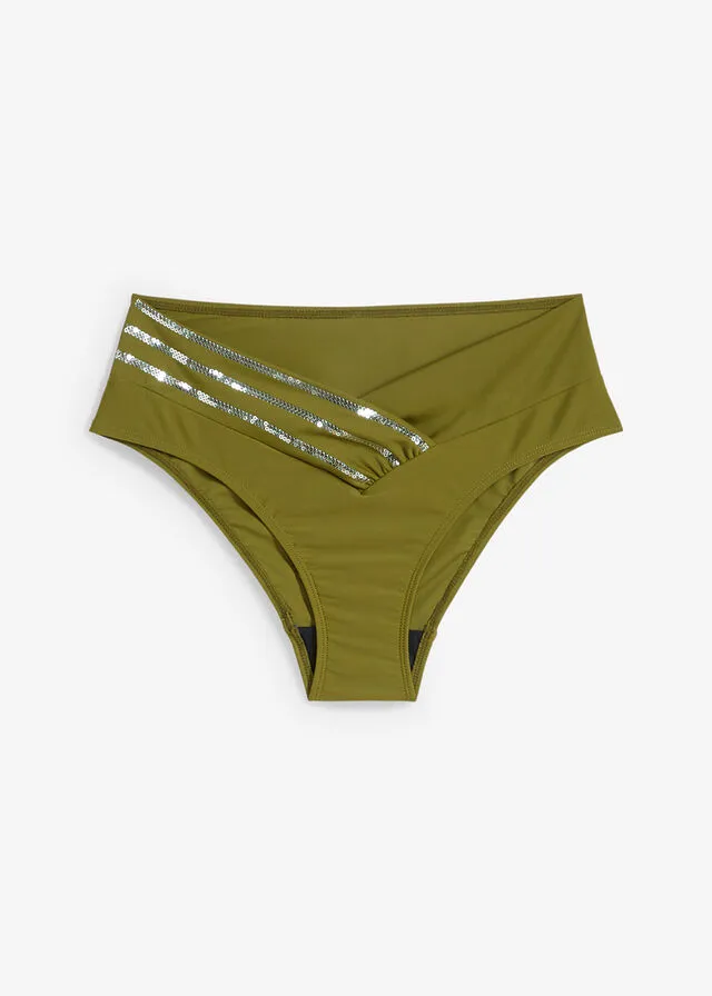 Exclusiva braguita de bikini de poliamida reciclada Verde oliva-plata