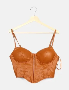 FASHIONNOVA Corset polipiel camel