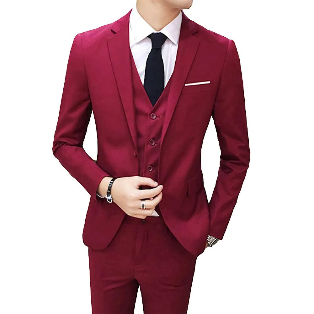 Fianao Three-piece Plus Size Wedding Business Men Formal Suit Vest Blazer Pants Set