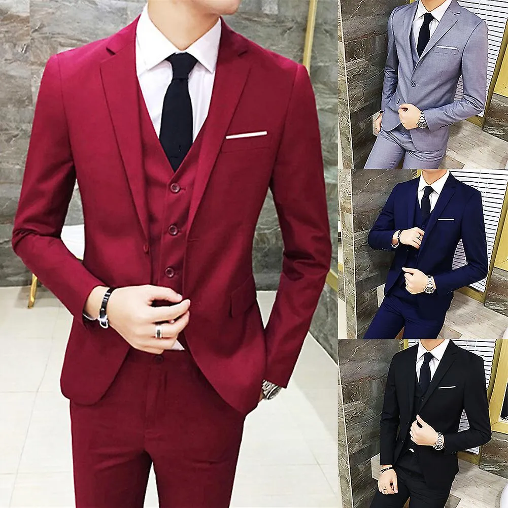 Fianao Three-piece Plus Size Wedding Business Men Formal Suit Vest Blazer Pants Set