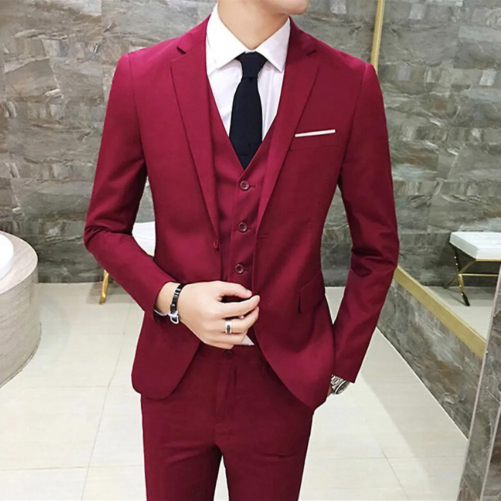 Fianao Three-piece Plus Size Wedding Business Men Formal Suit Vest Blazer Pants Set