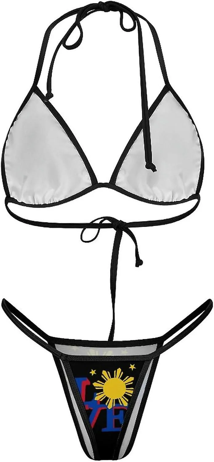 Filipino Sun Love Conjuntos de bikini para mujer Traje de baño de 2 piezas Traje de baño sexy Triángulo halter estilo traje28-mP