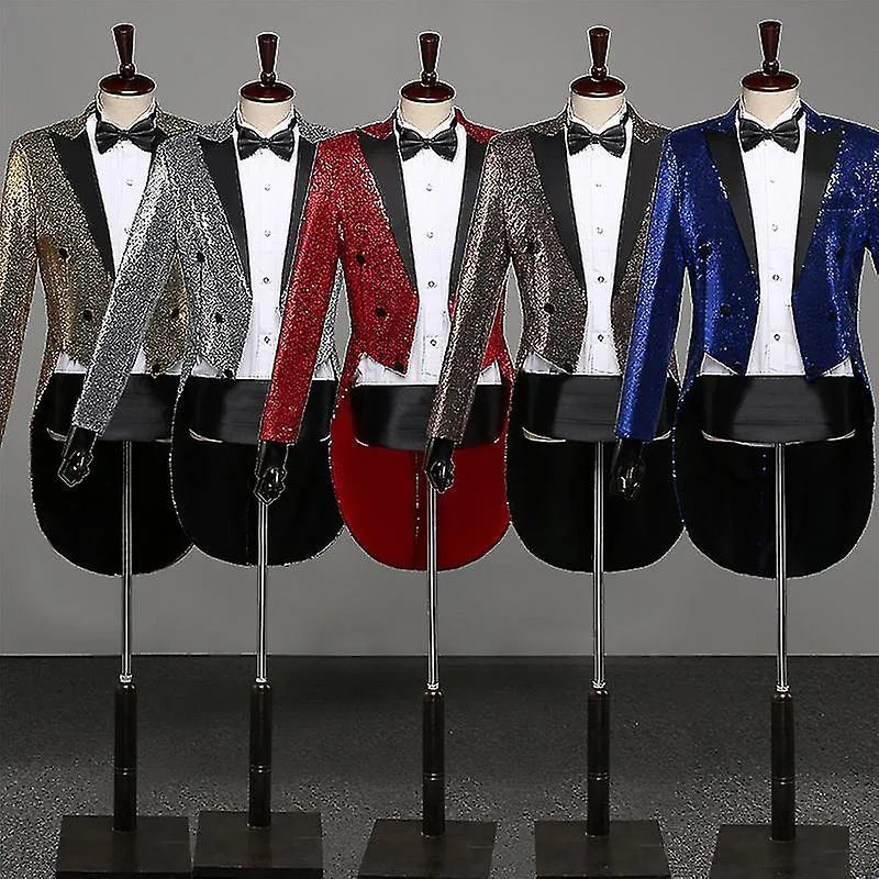 Hombre lentejuelas esmoquin esmoquin chaqueta Slim Tailcoat Cena fiesta boda Blazer traje