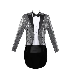 Hombre lentejuelas esmoquin esmoquin chaqueta Slim Tailcoat Cena fiesta boda Blazer traje