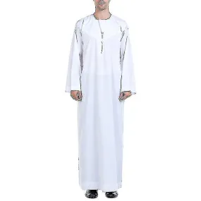 Hombres musulmanes Árabe Abaya Dubai Thobe Kaftan Saudi Jubba Vestido Largo Túnica Islámica