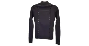 Jersey con cuello alto y tachuelas de Red Valentino en viscosa negra Negro 