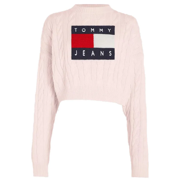 JERSEY CROPPED DE PUNTO TRENZADO CON LOGO MUJER TOMMY JEANS