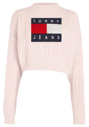 JERSEY CROPPED DE PUNTO TRENZADO CON LOGO MUJER TOMMY JEANS