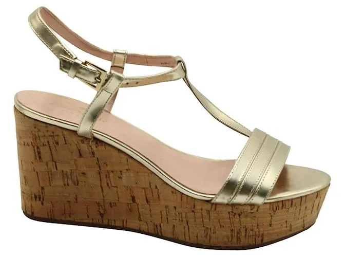 Kate Spade Sandalias de cuña doradas metalizadas Dorado Metálico 