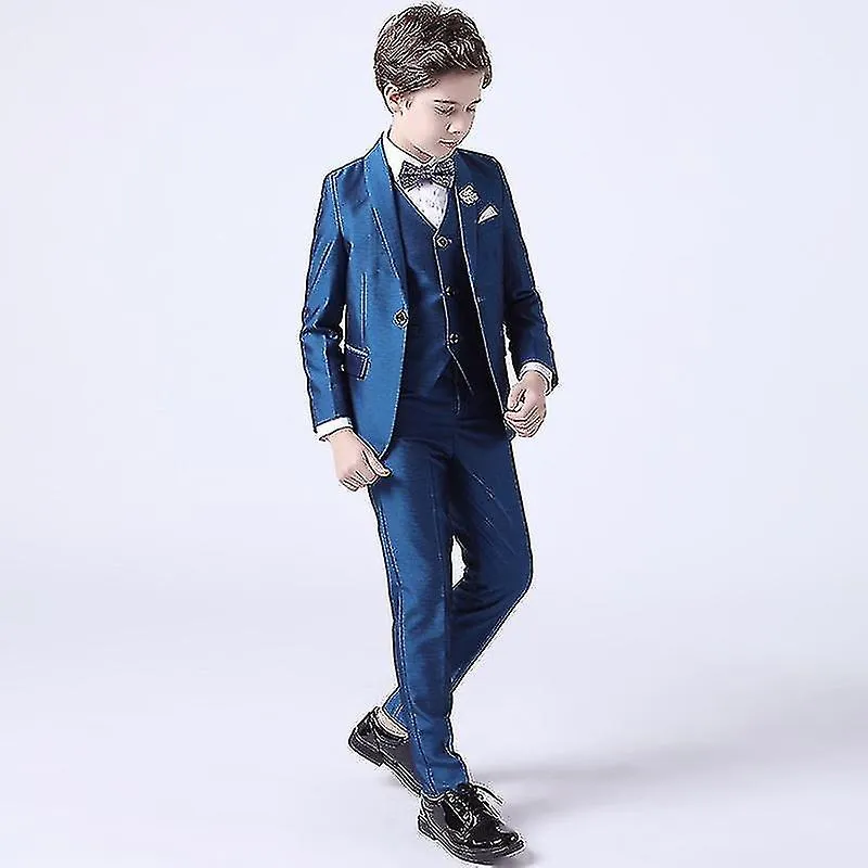 Kids Boys White Blazer Vest Pants 3pcs Set Children Baptism Wedding Prom Suit Boy Elegant Dress Teenager Party Costume3pcs Coat 