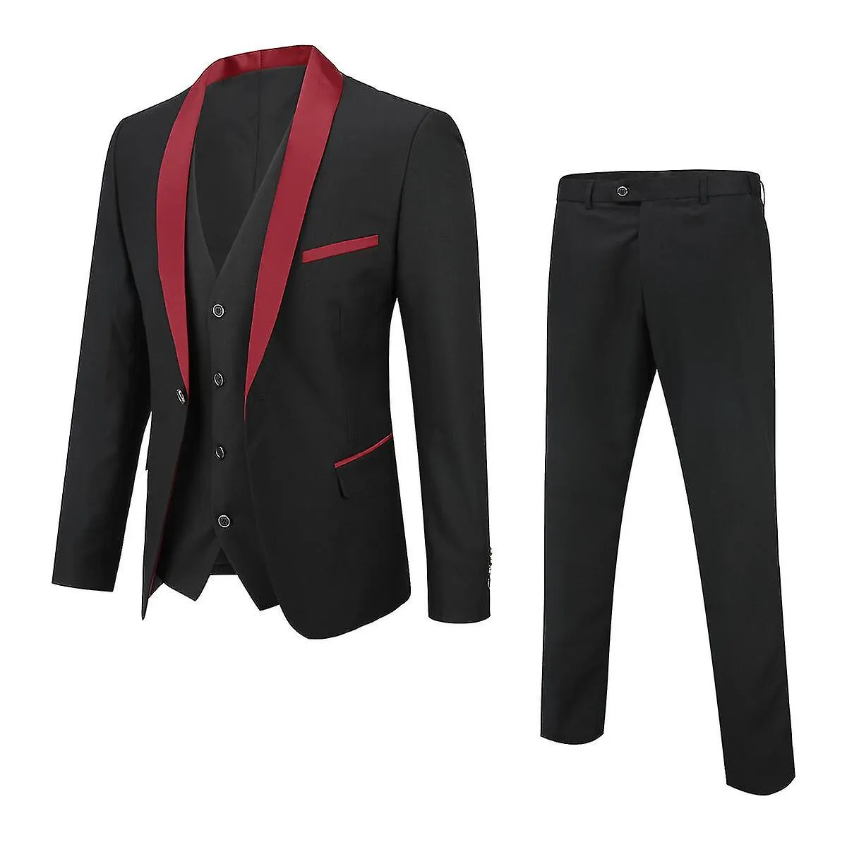 Mens 3-pce Dress Suit Wedding Blazer And Waistcoat And Tuxedo Pants