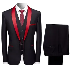 Mens 3-pce Dress Suit Wedding Blazer And Waistcoat And Tuxedo Pants