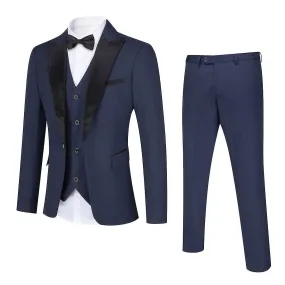 Mens 3pce Business Suit Wedding Dinner Blazer And Vest And Tuxedo Pants