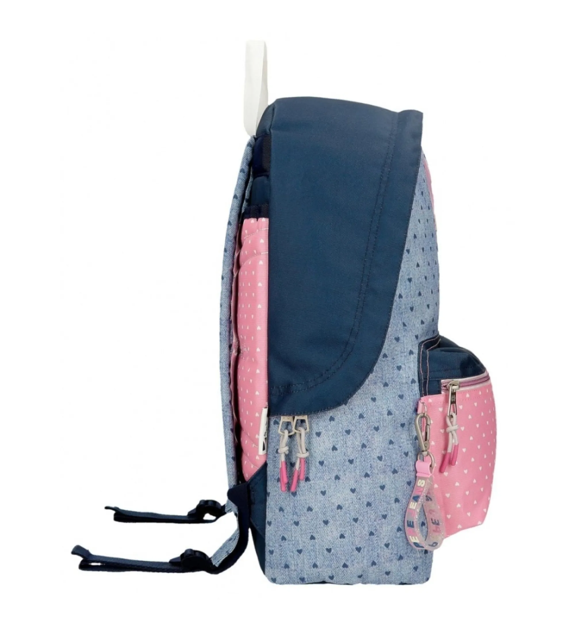 Mochila Pepe Jeans Noni denim 42 cm adaptable a carro azul, rosa