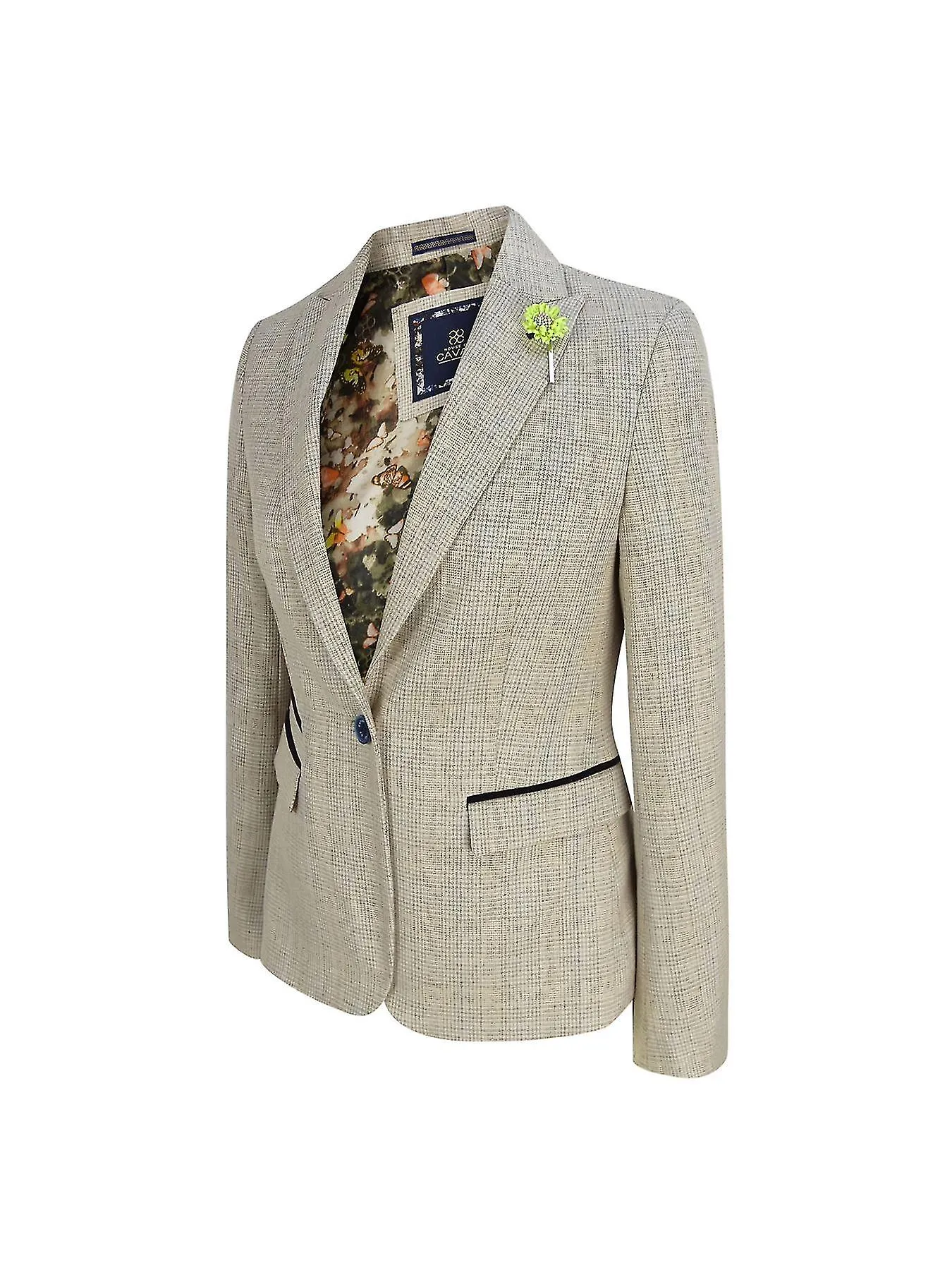 Mujeres Tweed Herringbone Tailored Fit Classic Blazer