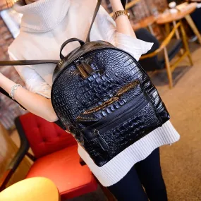Nice Solid Color Simple Crocodile Printed Backpack