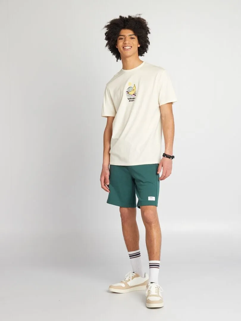 Pantalón corto de chándal con bolsillos con cremallera - VERDE