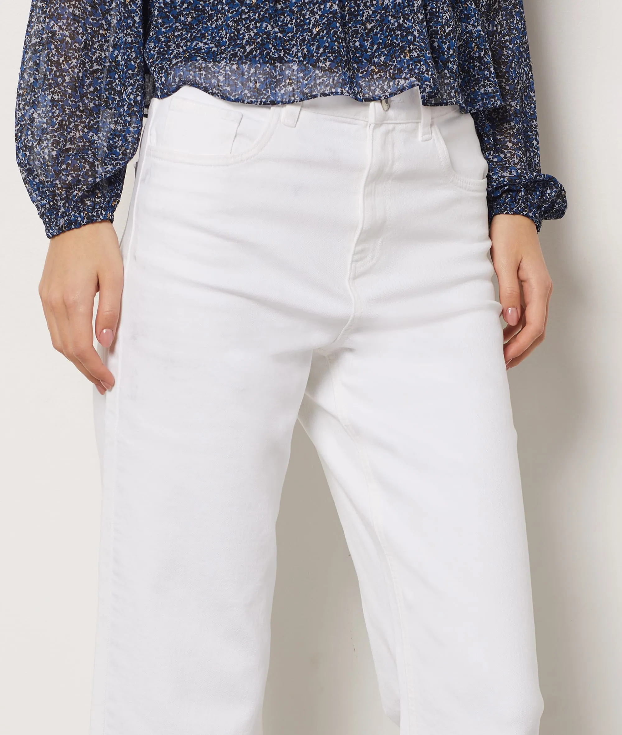 Pantalón vaquero ancho largo 7/8 DODA BLANC - ETAM