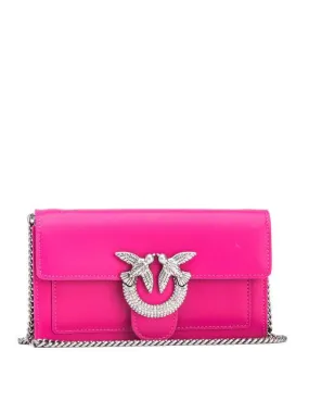 PINKO LOVE ONE Cartera de mano de piel con strass