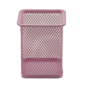 Portalapices Rectangular De Metal  Rosa Claro