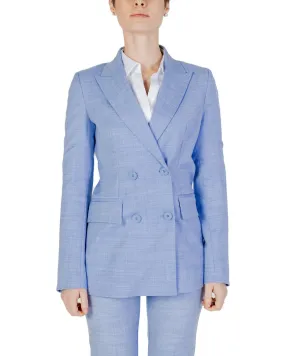 Sandro Ferrone Light Blue Button-Front Blazer with Lapel Collar