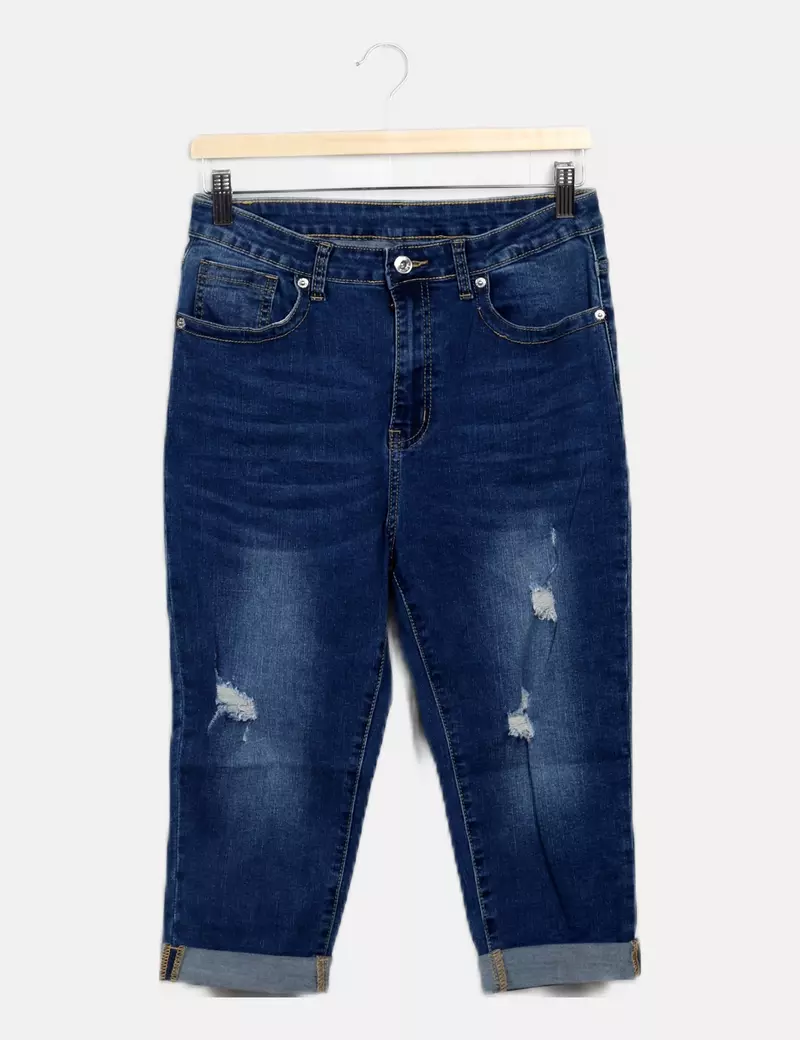 SHEIN Pantalón azul marino denim