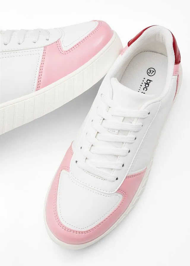 Sneakers bajos rosa pálido-blanco-rojo