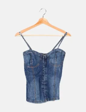 Stradivarius Corset denim azul