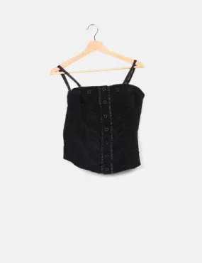 Street one Corset negro texturizado