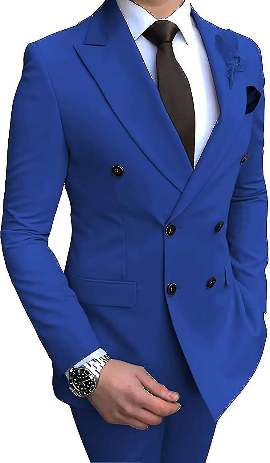 Traje Blazer Cruzado para Hombre 2 Piezas Slim Fit Novio de Boda Esmoquin Solapa de Pico Traje de Graduación Formal