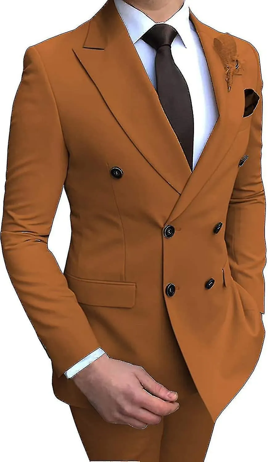 Traje Blazer Cruzado para Hombre 2 Piezas Slim Fit Novio de Boda Esmoquin Solapa de Pico Traje de Graduación Formal