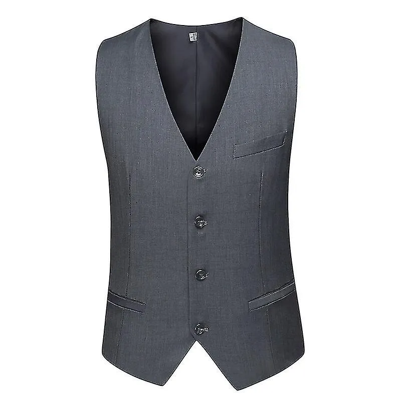 VAWAN Mens 3-Piece Business Solid One Button Slim Fit Single Breasted Blazer Vest Pants