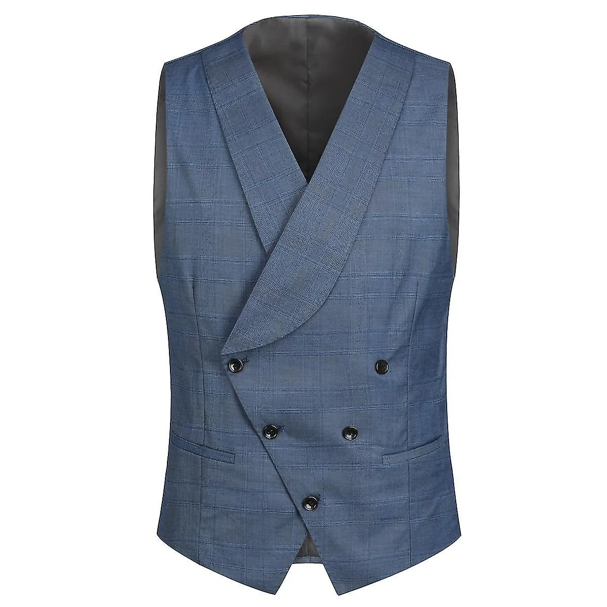 VAWAN Mens Three-piece Business Striped Two-button Suit Blazer& Pants& Vest